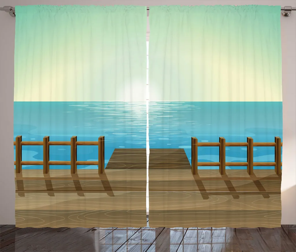 Tenda Design ABAKUHAUS Doodle Landscape - Mare e Porto 280x225 cm