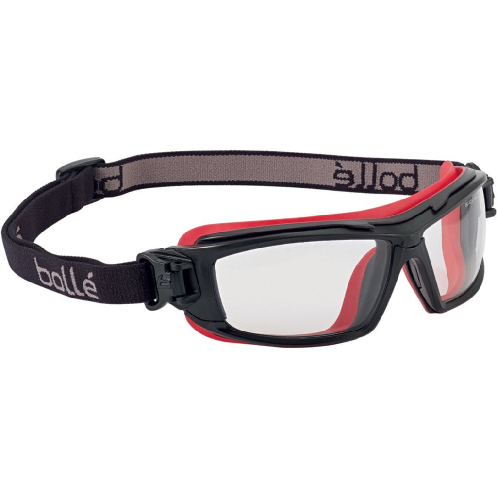 Veiligheidsbril ULTIM8 met hoofdband, zwart/rood, model Productafbeelding 