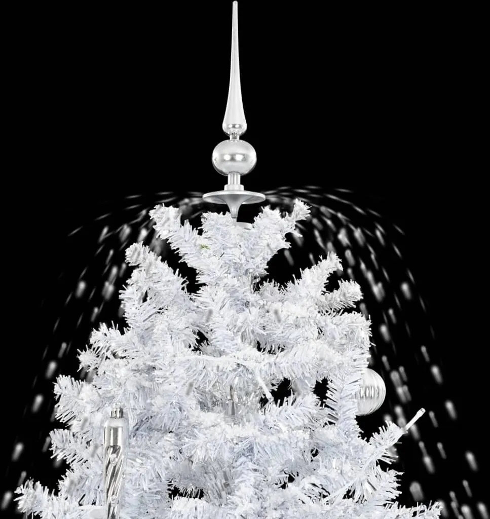 vidaXL Sapin de Noël à neige avec pied parasol blanc hauteur 170 cm - 4