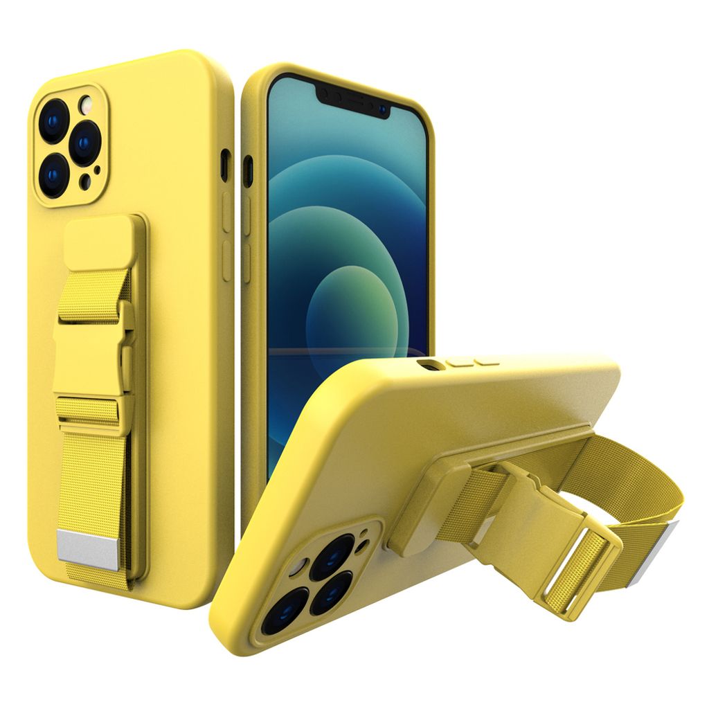 Rope Case Gelhülle mit Lanyard Kettentasche Lanyard iPhone 12 Pro Max gelb