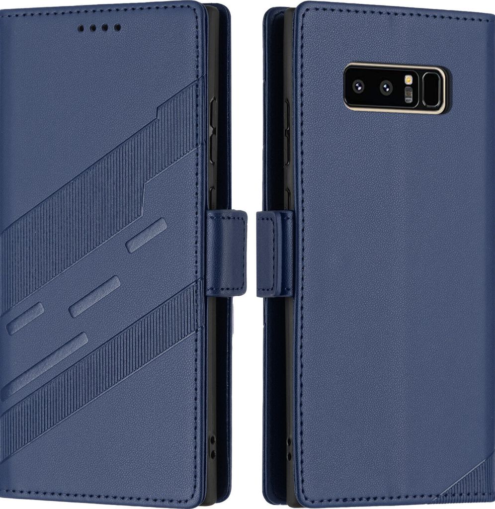 Hülle für Samsung Galaxy Note 8, Kunstleder Brieftaschen Handyhülle mit Kartenfach und Standfunktion Blau
