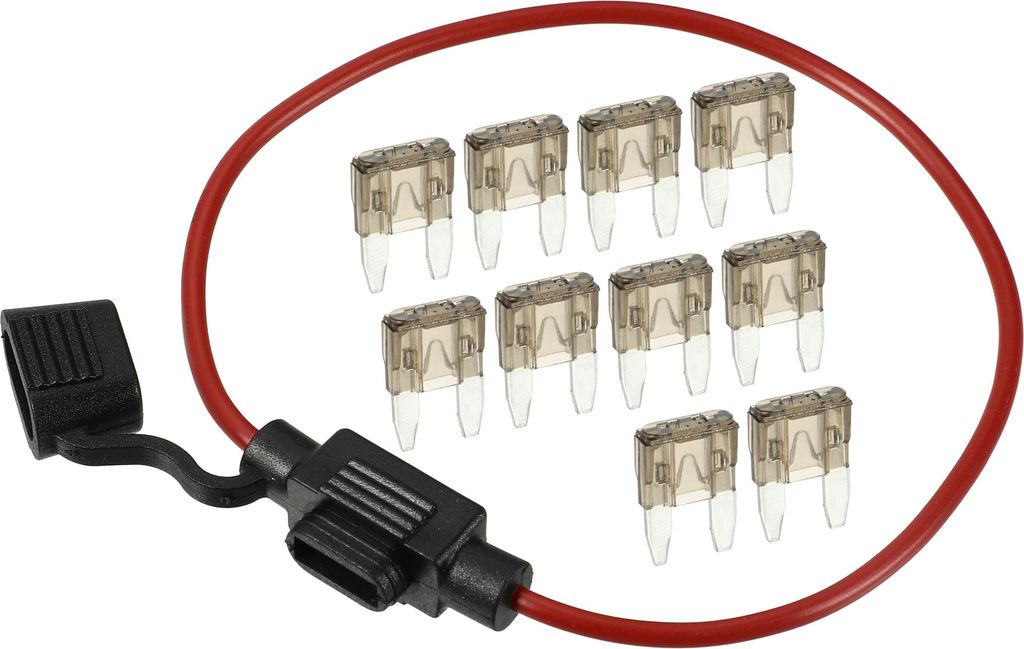 7,5A Mini Blade Style Sicherung 16 AWG Sicherungshalter Wasserdichter 16 Gauge Sicherungshalter Blade Style Inline Sicherungshalter Metall Schwarz