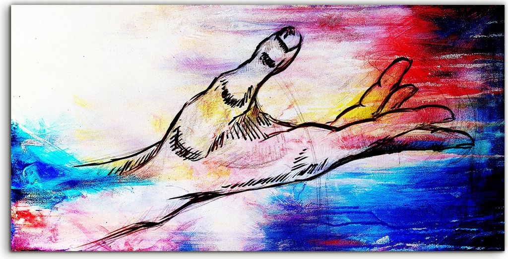 Coloray Glasbild 140x70 Wandbild Glasbilder Zeichnung Bleistiftskizze auf Papier