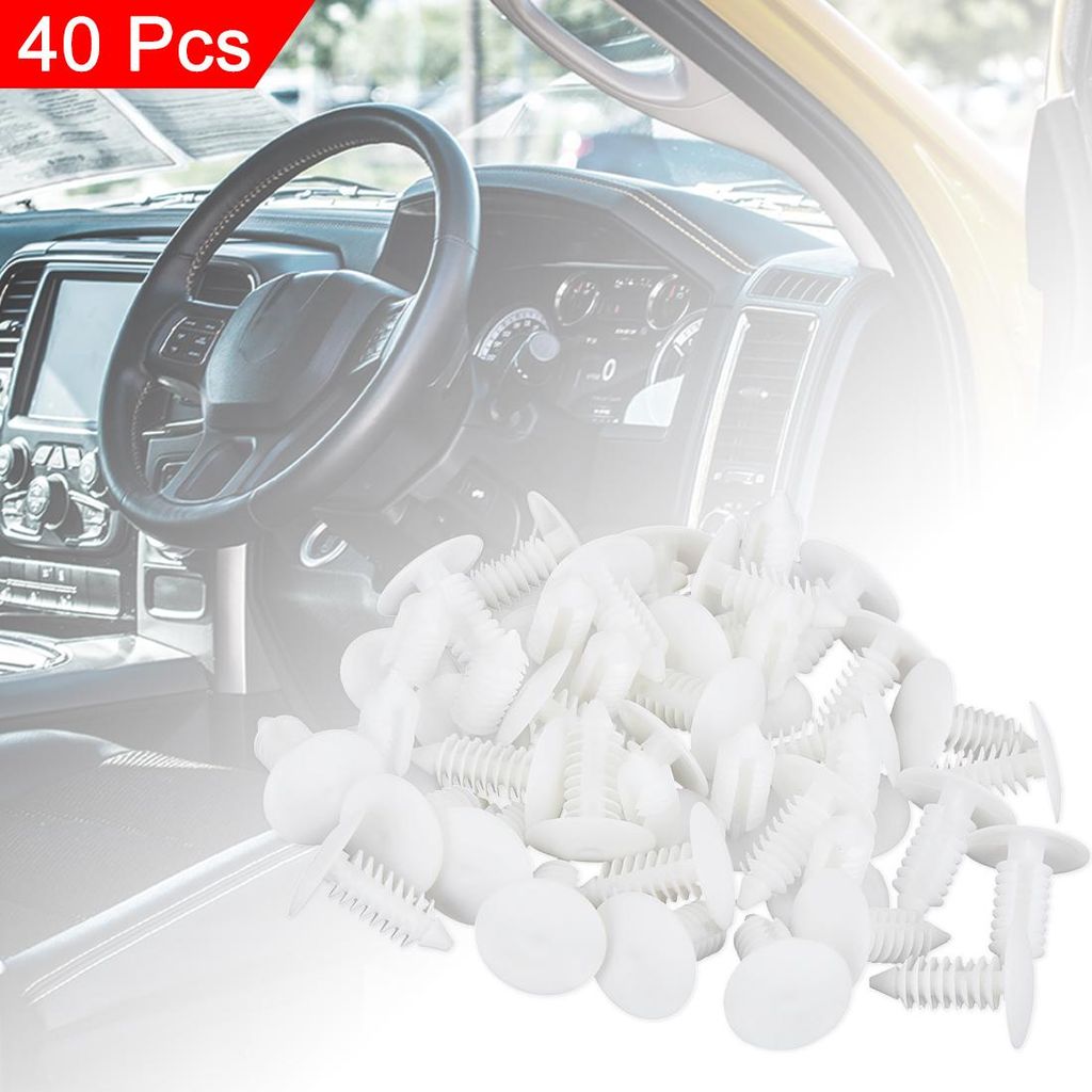 40 Stück Bolzen Nieten Stoßstangenclips 7mm Loch Durchm.Kunststoff Weiß für Auto