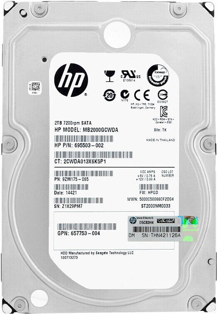 Festplatte HP MB2000GCWDA 2TB 6G 7.2k 3.5'' SATA III 695503-002