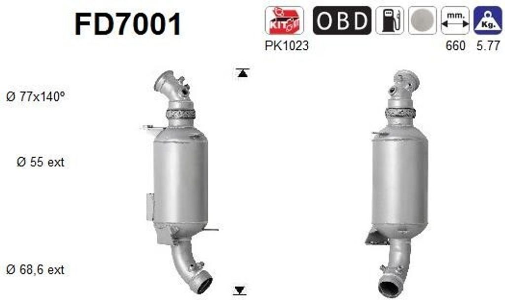 AS FD7001 Dieselpartikelfilter Rußpartikelfilter DPF für VW CRAFTER 30-50 Kasten (2E) Abgasanlage Diesel