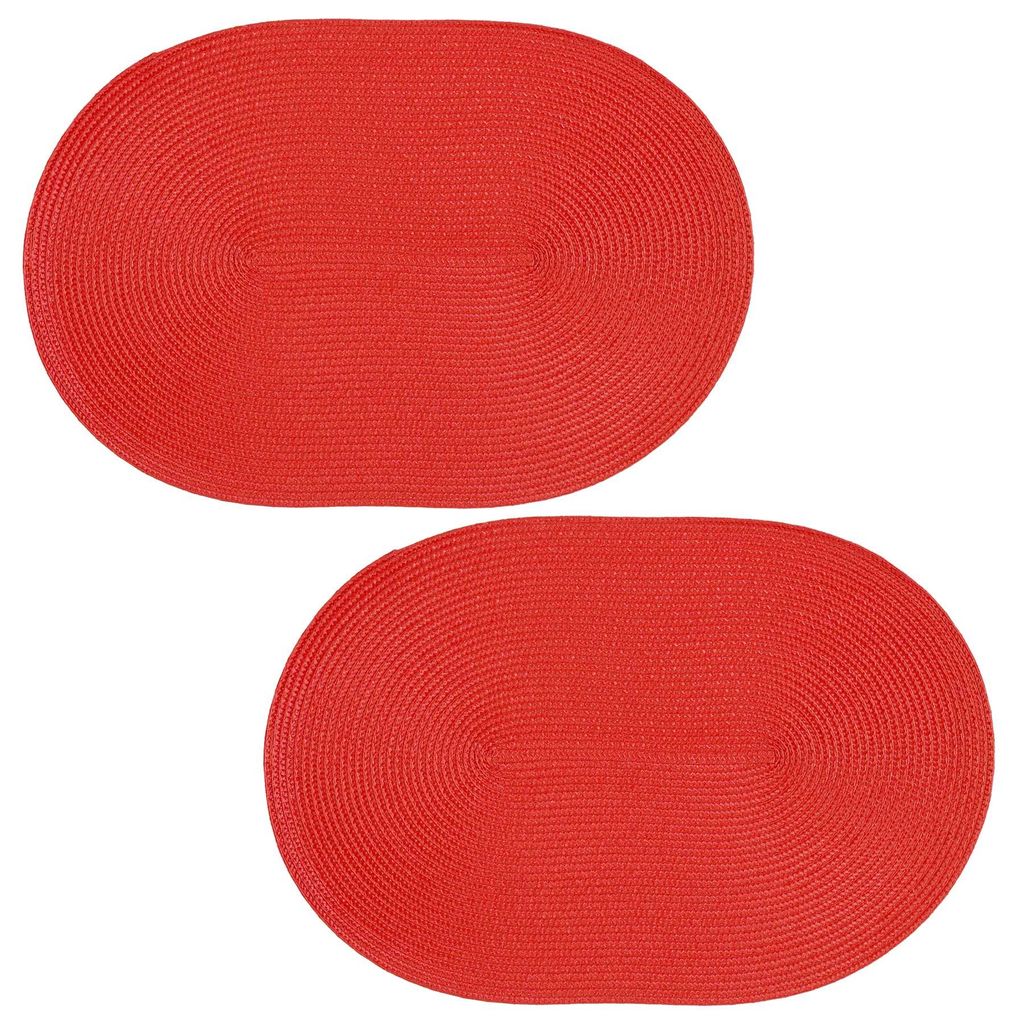 Platzset 2er Set Rot oval ca. 45x30 cm Platzdeckchen Produktbild 