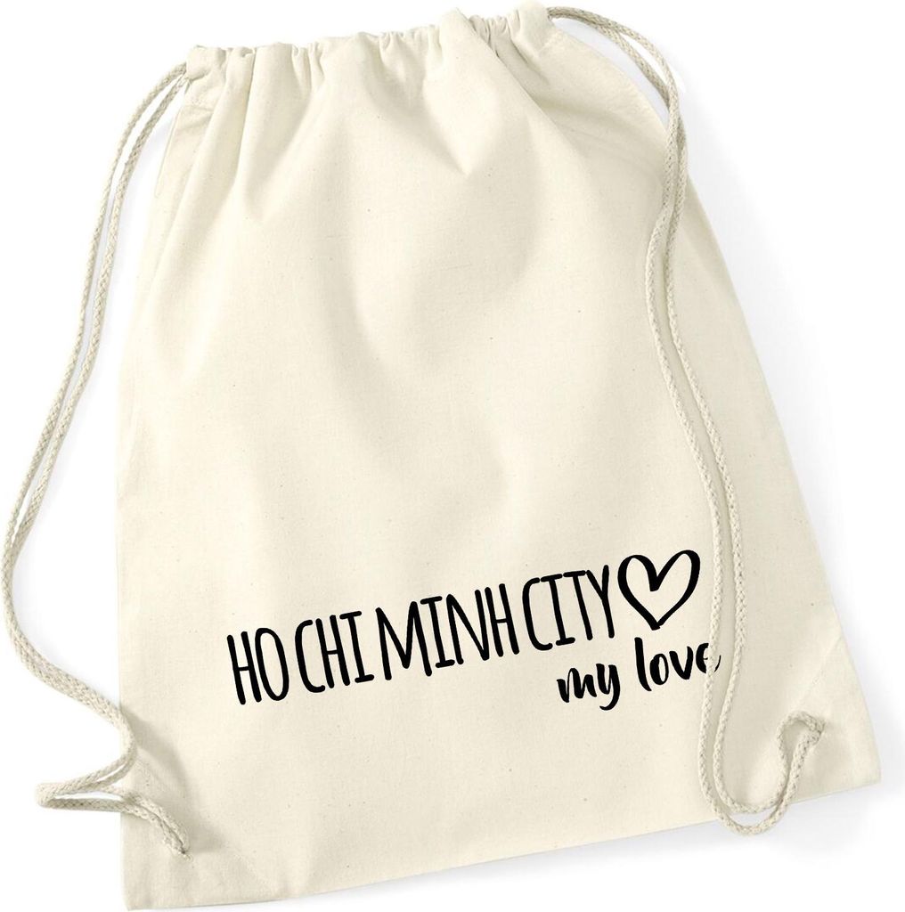 Huuraa Turnbeutel Ho Chi Minh City my love 12 Liter Natural Baumwolle Rucksack Geschenkidee