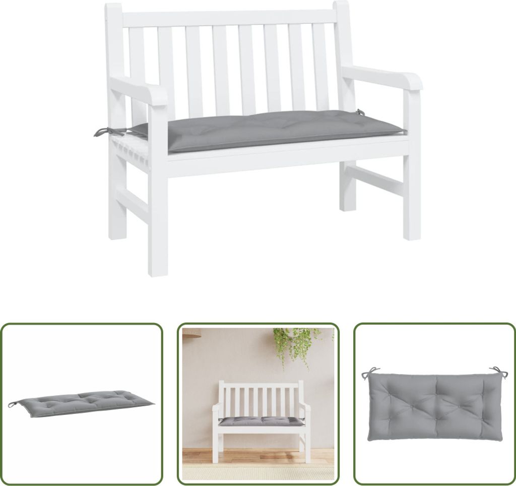 The Living Store Gartenbank-Auflage Grau 100x50x7 cm Oxford-Gewebe