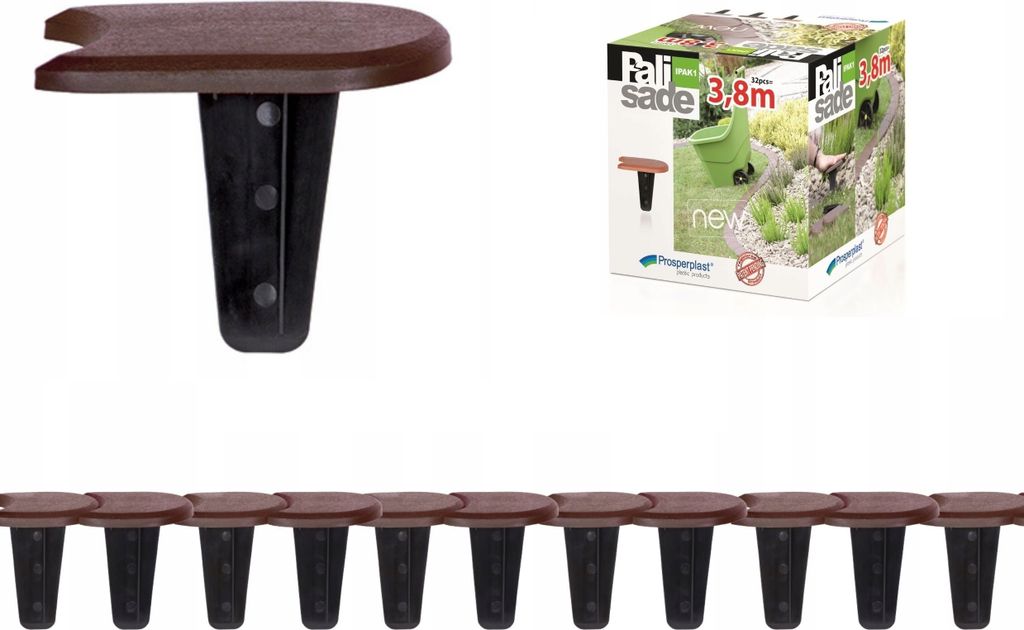 Prosperplast Garten Palisade Flach 1 Braun 3.8M Produktbild 