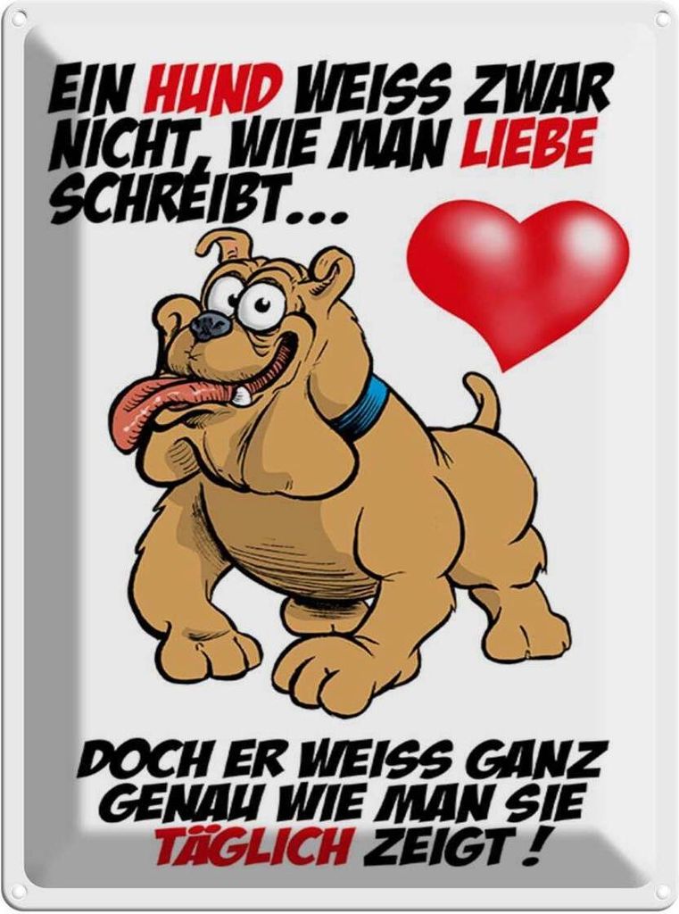 vianmo Blechschild 40x30 cm Hund weiß nicht Liebe zu zeigen Produktbild 