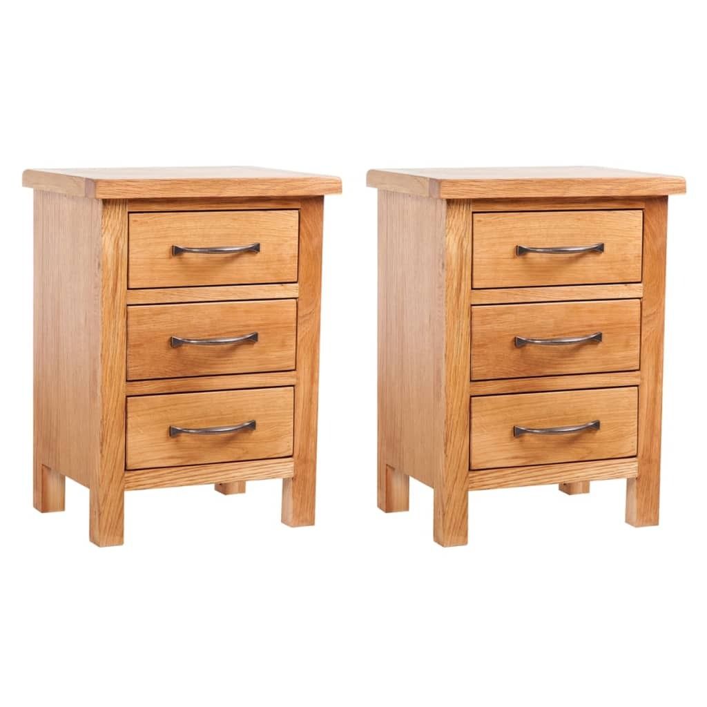 Nachttische 2 Stk. 40x30x54 cm Massivholz Eiche
