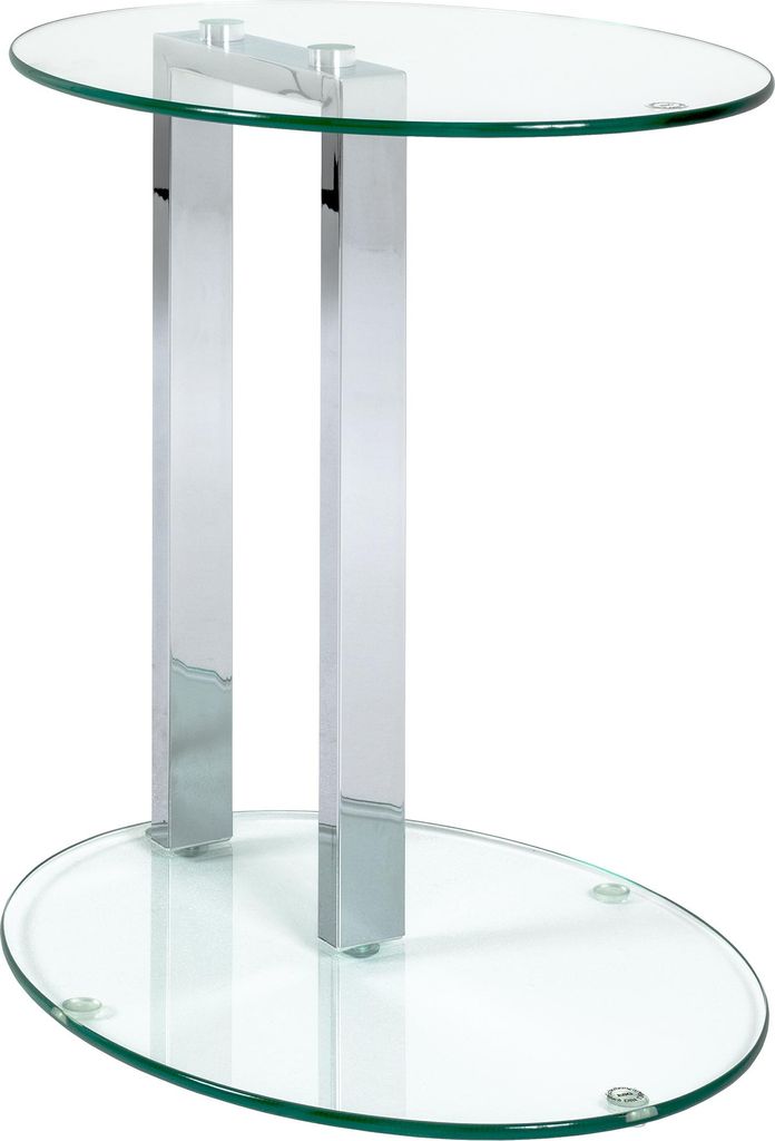 HAKU Beistelltisch chrom - Metall, Sicherheitsglas 8 mm, B/H/T: 45x50x35 cm