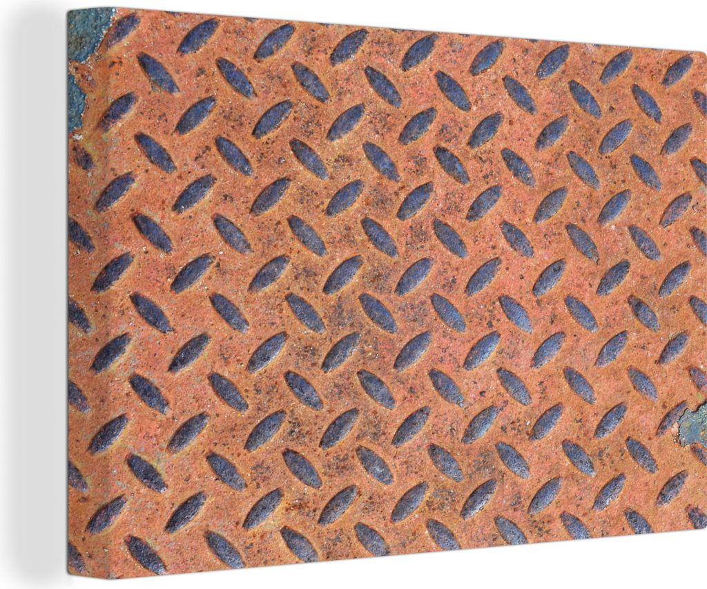 OneMillionCanvasses - Leinwandbilder - 150x100 cm, Diamantplatte - Retro - Rost, Wandbilder Kunstdruck Wanddekoration - Foto auf Leinwand - Gemä...