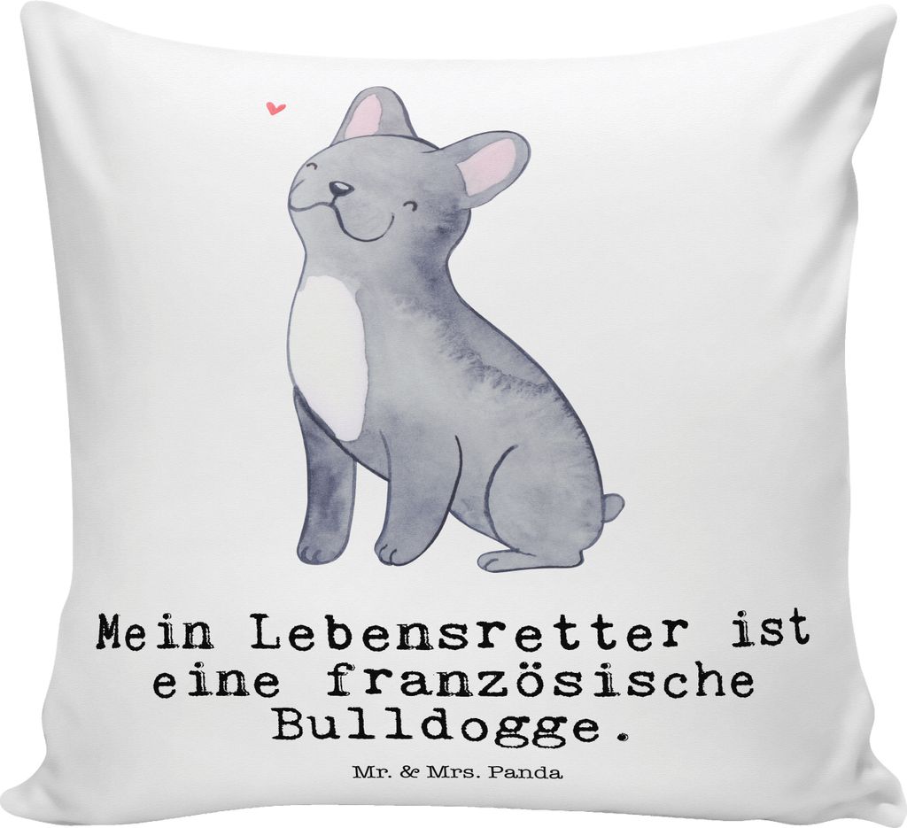 Mr. & Mrs. Panda Sofakissen 40x40 Französische Bulldogge Lebensretter - Weiß - Geschenk, Kuschel Kissen, Polster, Sofa, Bedrucktes