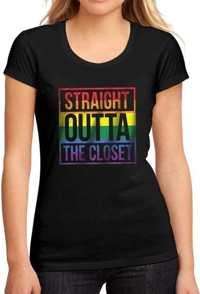Damen Grafik T-Shirt Lgbt direkt aus dem Kleiderschrank – Lgbt Straight Outta The Closet – Öko-Verantwortlich Vintage Jahrgang Kurzarm Lustige...