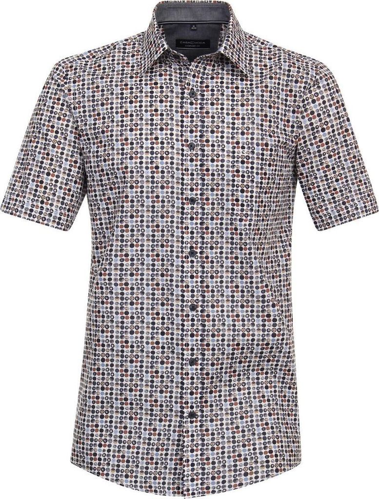 CASAMODA Herren Freizeithemd Kurzarm Kent Casual-Fit Anthrazit gepunktet 6XL