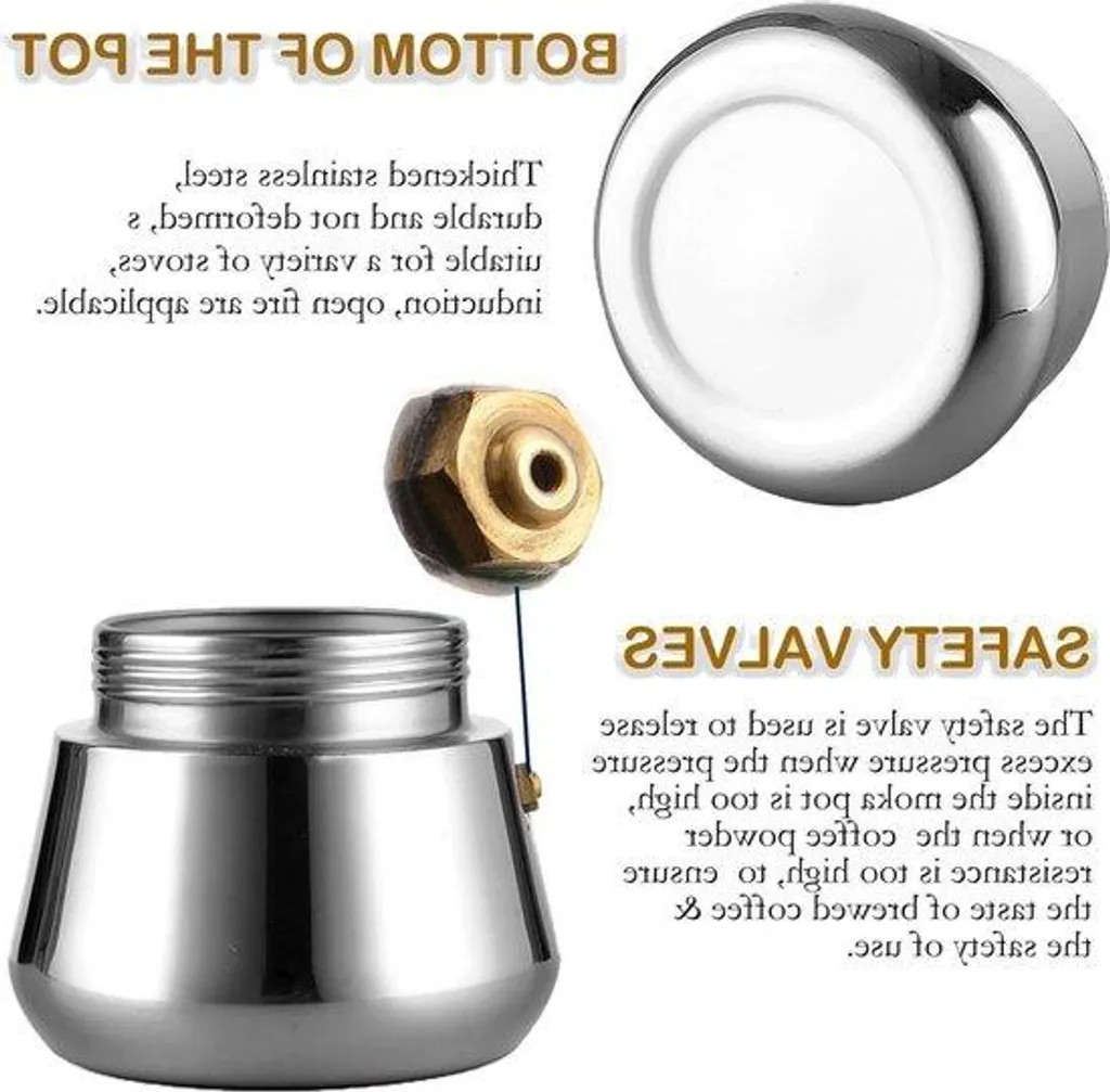 Cafetière à expresso 450 ml en acier inoxydable pour tous feux et induction