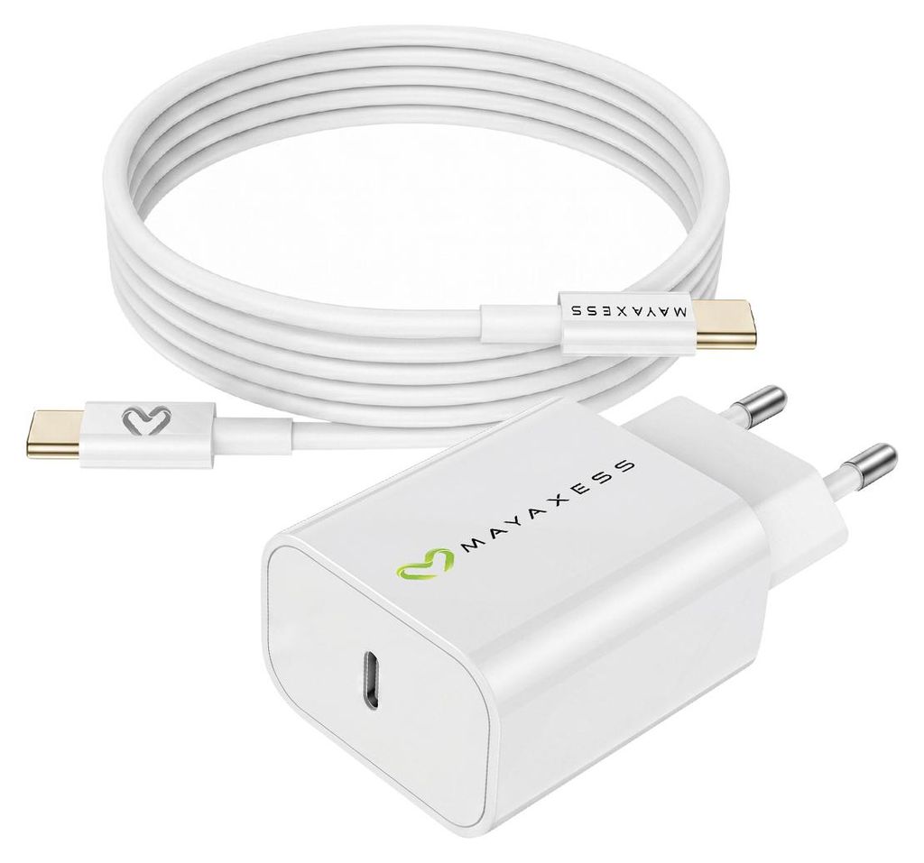 Mayaxess, 20W Netzteil für Galaxy S24 + USB-C Kabel 1m, Weiß