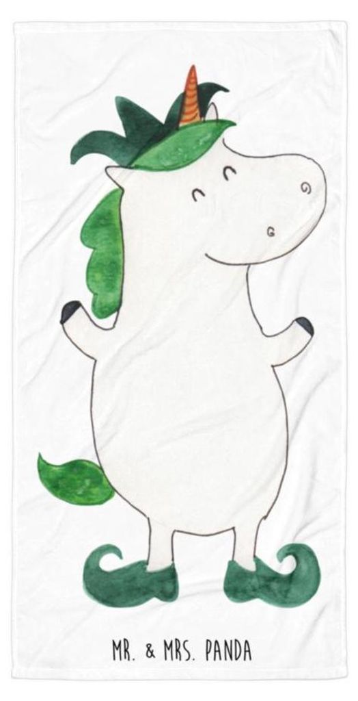 Mr. & Mrs. Panda Handtuch Einhorn Joker - Weiß - Geschenk, Großes Badehandtuch, Unicorn, Einhörner, Hofnarr, Mittelalter, Strandtuch, XL, Kasper...
