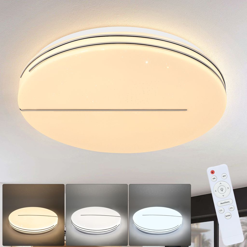 ZMH Deckenlampe LED Deckenleuchte Wohnzimmer - Ø40cm Wohnzimmerlampe Dimmbar mit Fernbedienung 44W Schlafzimmerlampe Sternenhimmel Modern Schlafzi...