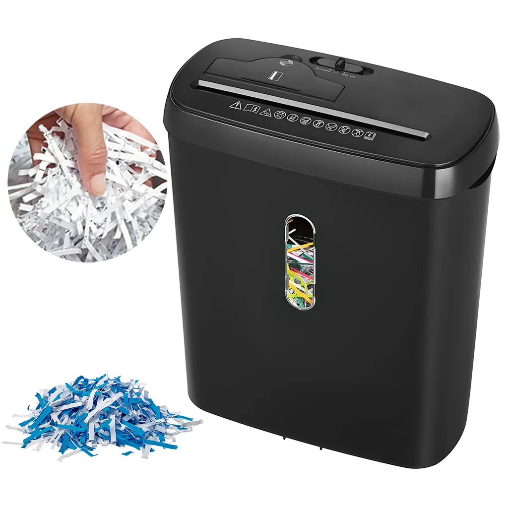 Destructeur de Documents 8 Feuilles Coupe 6mm avec Bac 12L pour Bureau