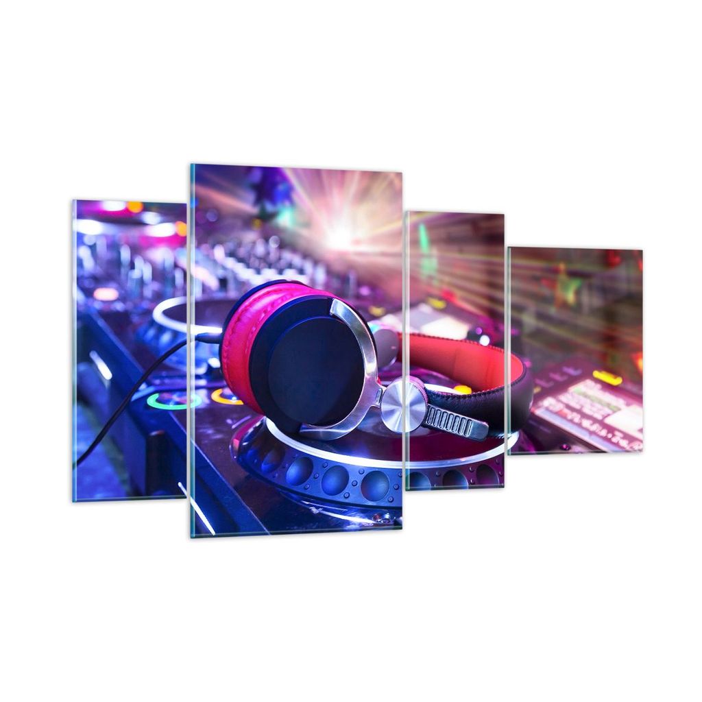 Bilder auf glas - Disco Nachtclub Audio Elektronik - 120x70cm - Glasbilder - Wandbilder - Kunstdruck - zum Aufhängen bereit - Wanddekoration aus G...