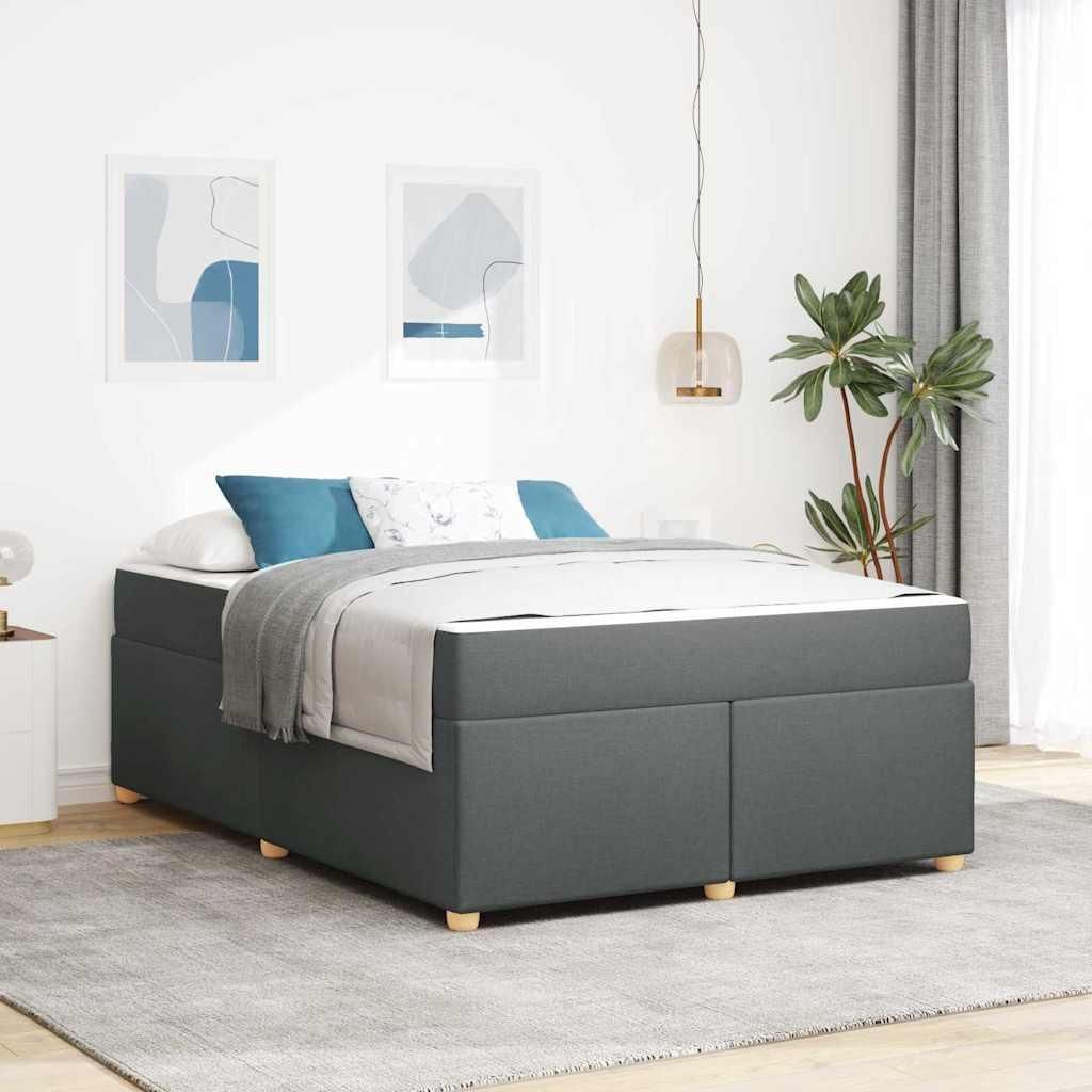 Maison Exclusive - Bettrahmen mit Matratze Dunkelgrau 160 x 200 cm Stoff