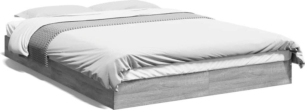 vidaXL Postel Grey Sonoma 140x200 cm Dřevěný materiál Obrázek produktu 