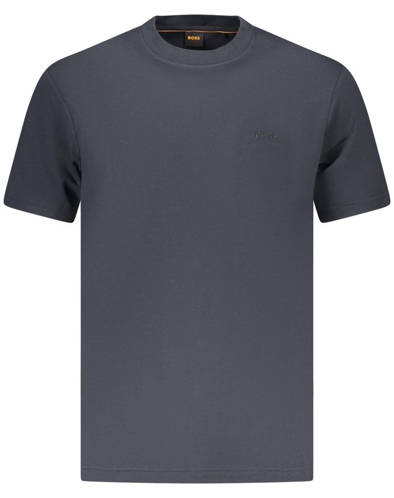 Blaues Herren-T-Shirt, Kurzarm, Rundhals mit Logo-Stickerei