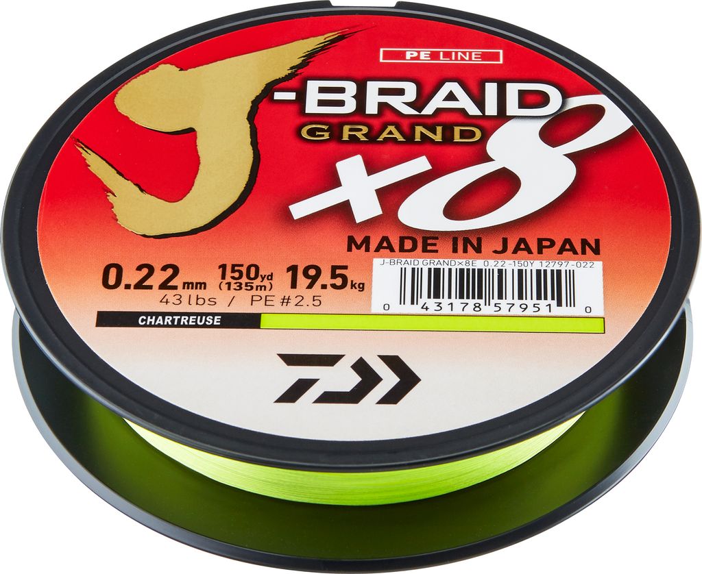 Daiwa Plecionka J-Braid Grand X8E Chartreuse 135 m 0,13 mm Zdjęcie produktu 