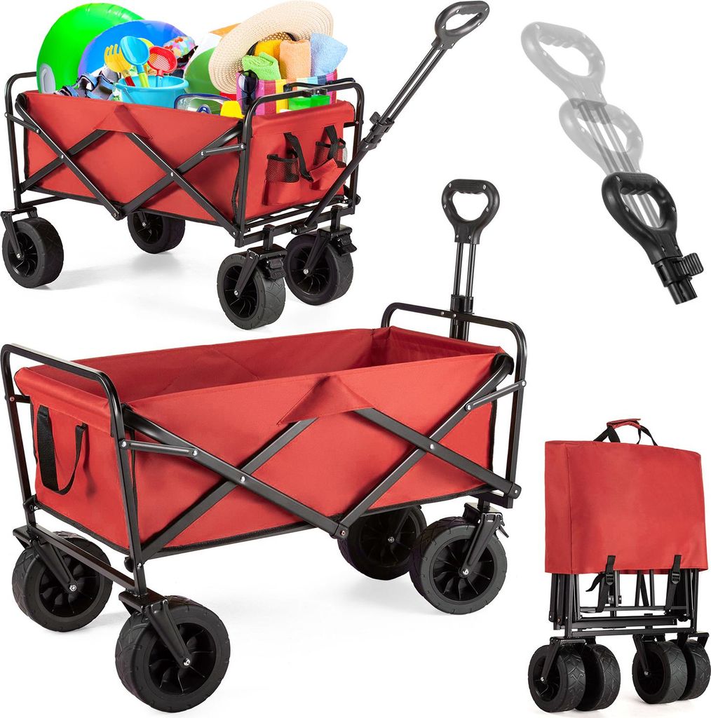 Outtec Faltbar Handwagen, Bollerwagen, Einkaufstrolley, Transportwagen - 100 Liter, bis 100 kg - 91x59x52 cm - zum Einkaufen & Camping