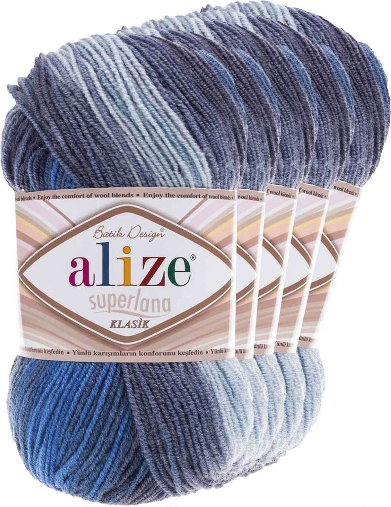 500g Strickgarn Alize Superlana Klasik Batik 25% Wolle Farbwahl
