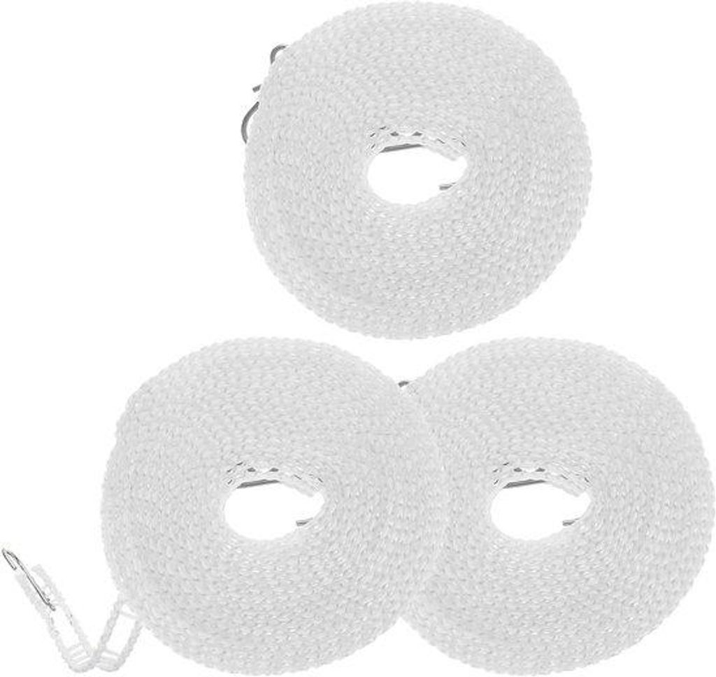 3-teilige, winddichte, nylon Waschleine, weiß, verstellbar