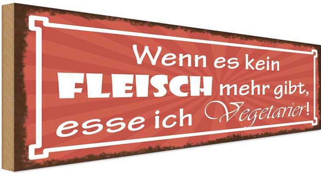 vianmo Holzschild 10x27 cm kein Fleisch gibt ess Vegetarier Spruch Zitat