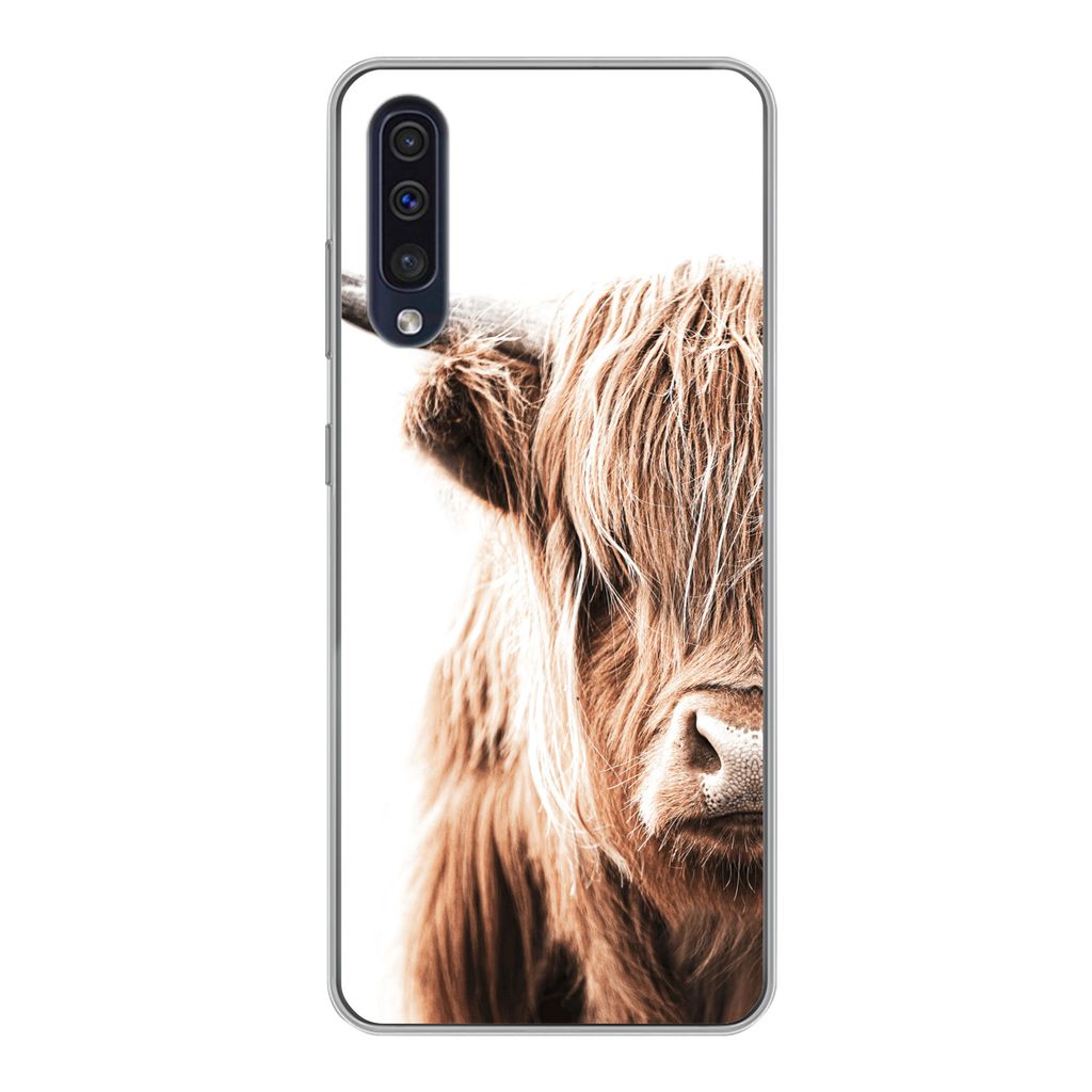 MuchoWow Handyhülle Schutzhülle Hülle für Samsung Galaxy A30s Schottischer Highlander - Kuh - Tiere Silikon Softcase Handy Hülle - Karteninh...