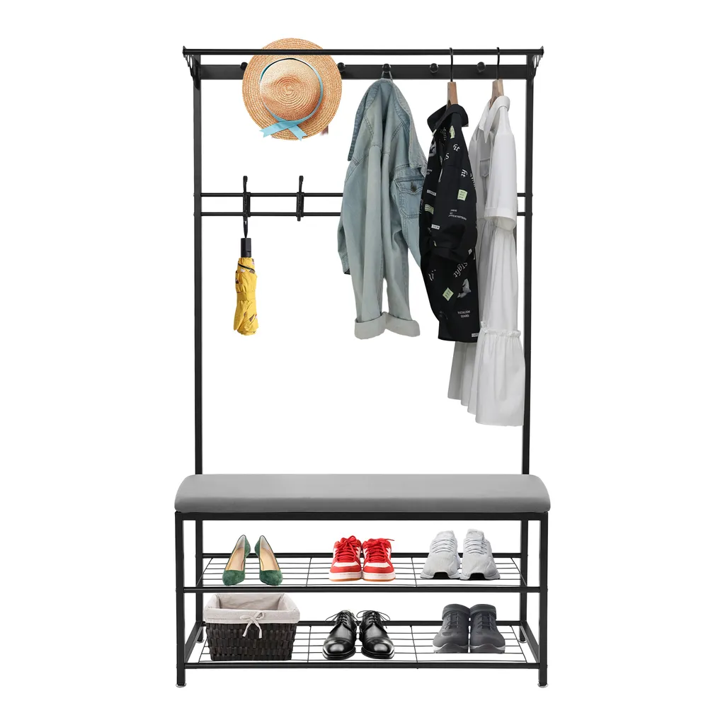 Vestiaire d'Entrée Complet avec Banc et Rangement Chaussures en Métal