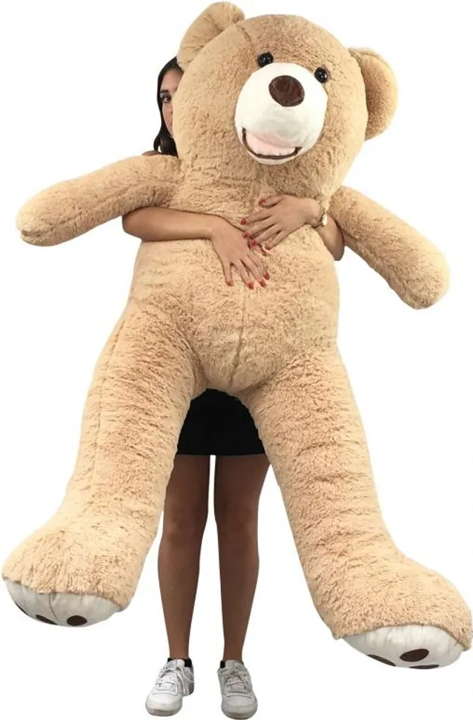 Peluche géante nounours beige 160 cm XL - Ours en peluche moëlleux