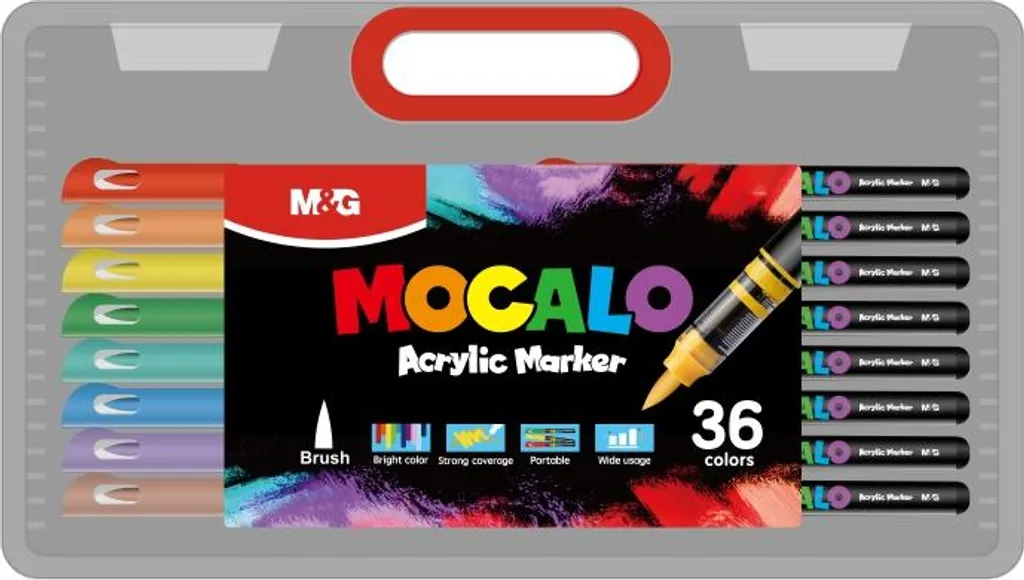 Mocalo set de marqueurs acryliques 36 couleurs M&G pour tout support