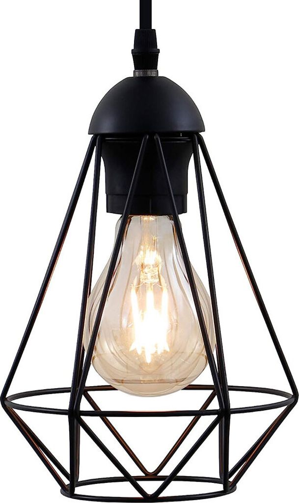 B.K.Licht závesné svetlo retro drôtené vintage čierne Obrázok produktu 