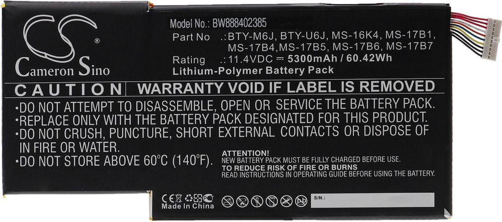 vhbw Akku kompatibel mit MSI GS63VR Stealth Pro 230, GS63VR Stealth Pro 229, GS63VR Stealth Pro-230 Notebook (5300 mAh, 11,4 V, Li-Polymer)