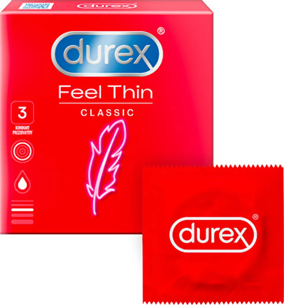 Préservatifs Durex Feel Thin Classic - 3 préservatifs en latex fin
