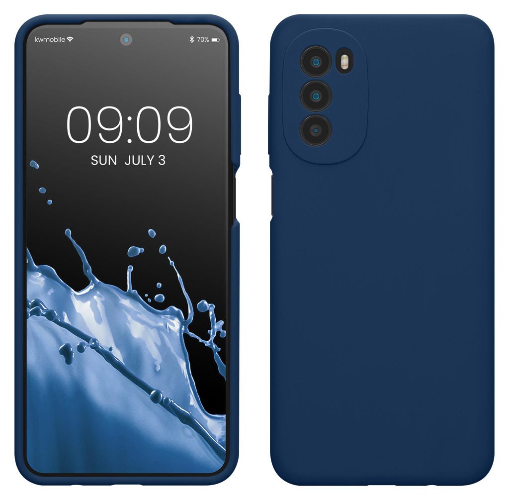 kwmobile Handyhülle für Motorola Moto G52 / Moto G82 5G Hülle - Case Silikon - Kabelloses Laden - Schutzhülle Cover in Marineblau
