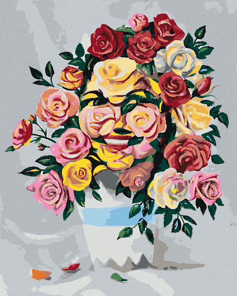 Zuty - Malen nach Zahlen - ROSE IN EINER VASE (D. RUSTY RUST), 40x50 cm, ohne Keilrahmen