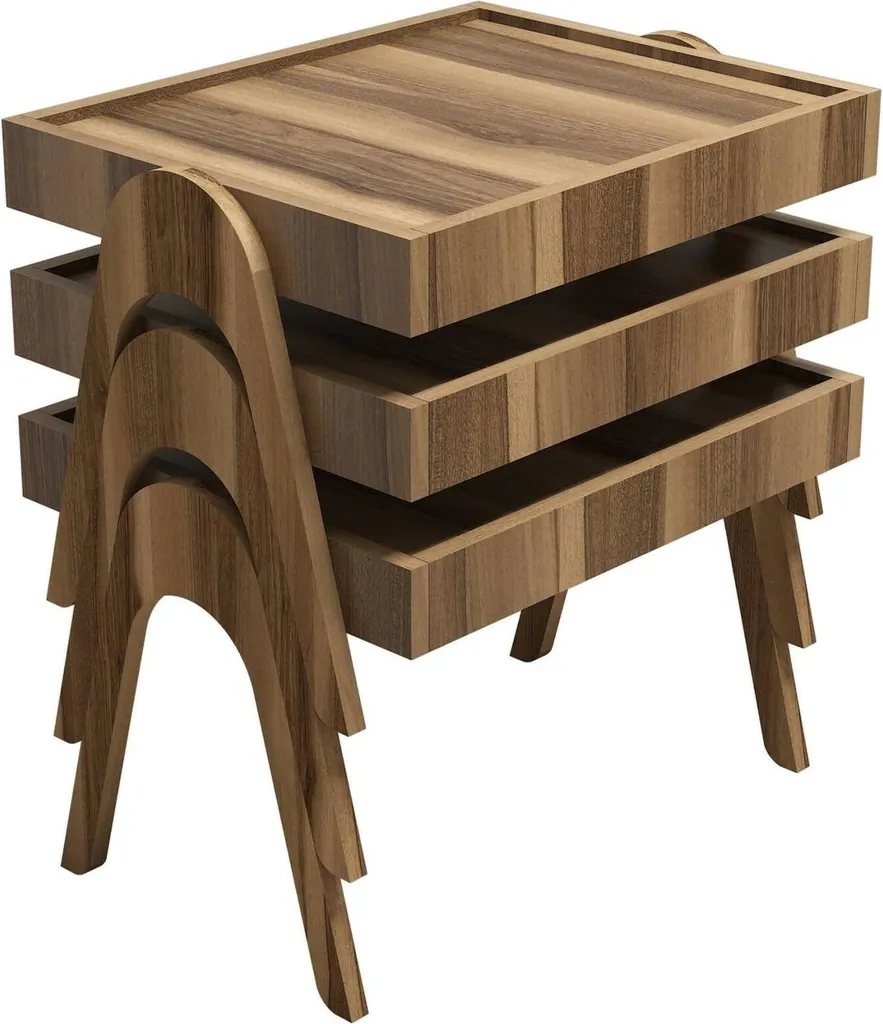 Table Basse d'Appoint Noyer Marron Strembo : Idéale pour Petit Salon