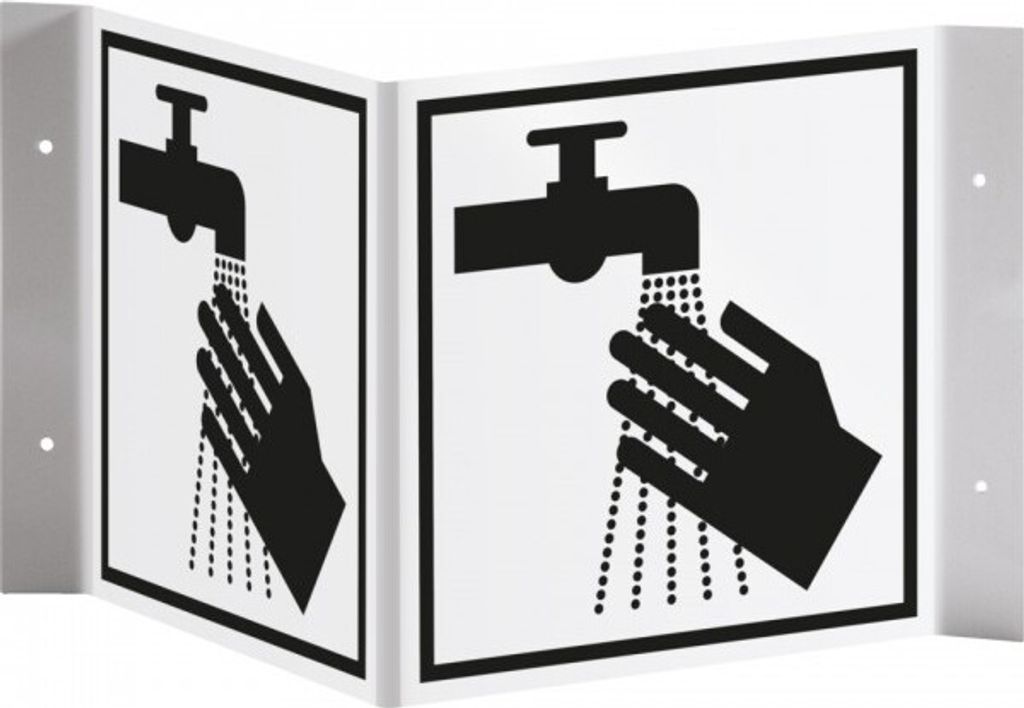 Dreifke Schild I Tür-Nasenschild Piktogramm Hände waschen, Kunststoff, 150x1...