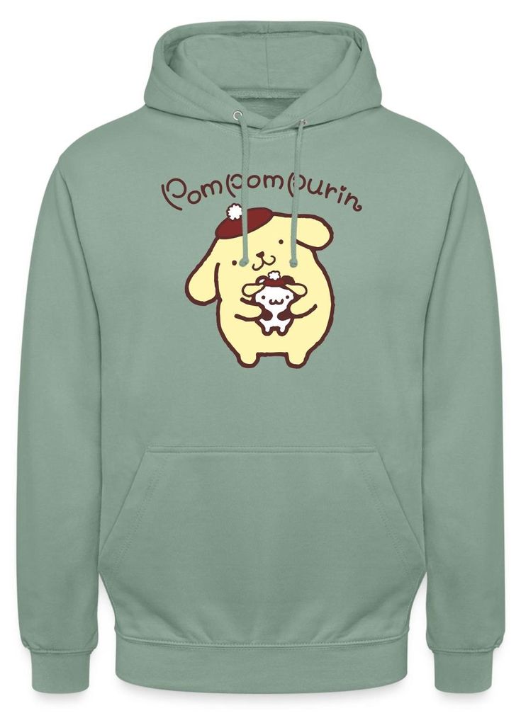 Spreadshirt Pompompurin & Muffin Verkleidet Uni Hoodie, XXL, Graugrün