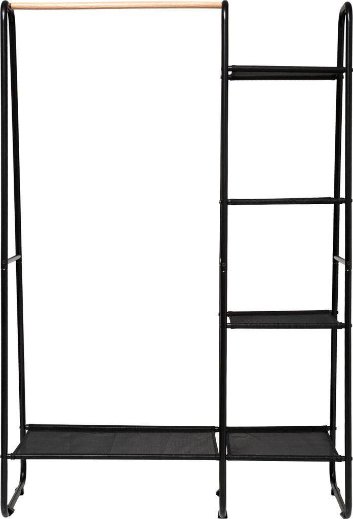 5five Appendiabiti Da Parete Design 4 Ganci In Legno Di Paulownia E Alluminio Nero - Lunghezza 42 Cm