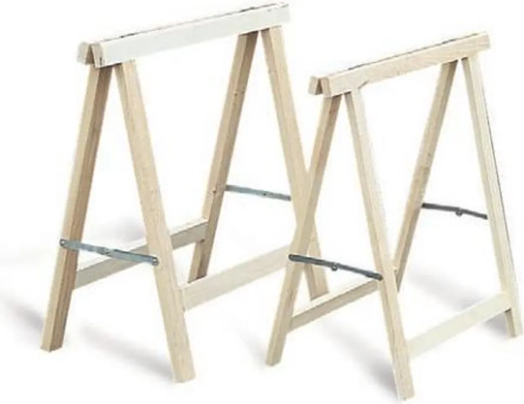 Tréteau pliant pour établi mobile 80x80cm frêne et compas de sécurité
