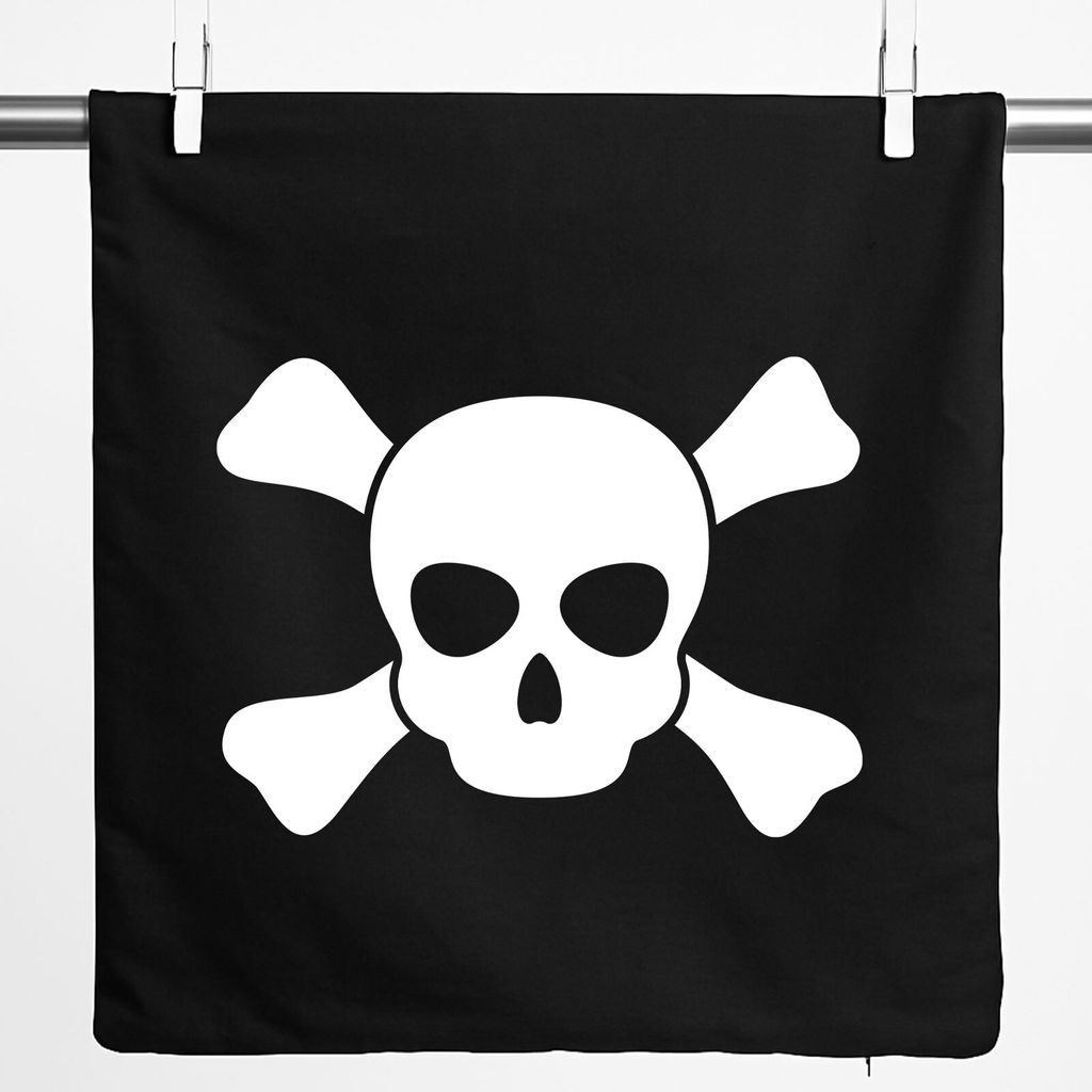 Huuraa Kissenbezug Pirat Totenschädel 40x40cm Black Baumwolle Dekokissenbezug Geschenkidee